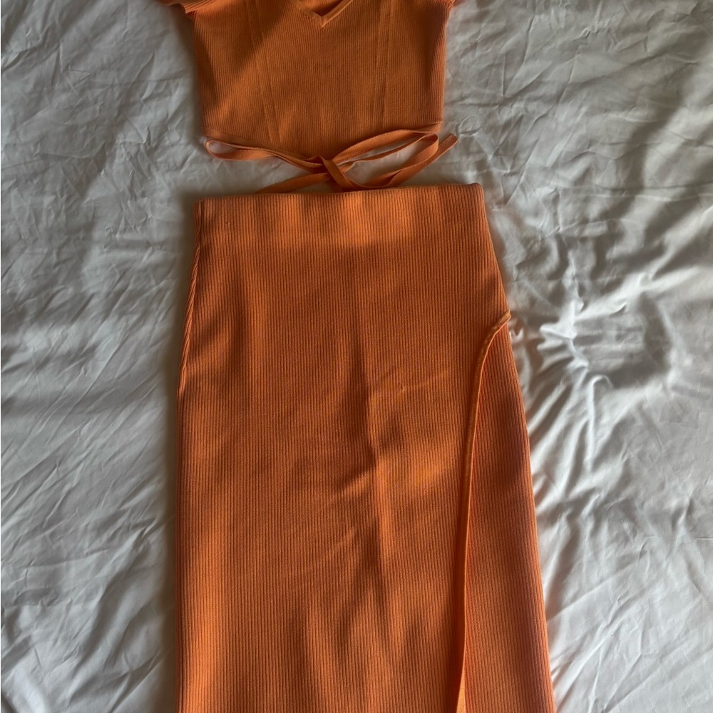 Orange Ribbed Women's Skirt